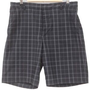 Walter Hagan Mens 36 Black Plaid Golf Sporty Lightweight Stretch Shorts Preppy